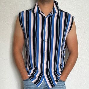 ASOS Striped Sleeveless Men's Shirt Size Medium
